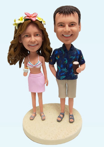 Custom Bobblehead Hawaii Couple