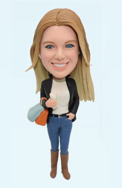 Fashional Girl with Shopping Bag bobblehead