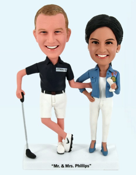 Custom Personalized Bobblehead Golf Couple