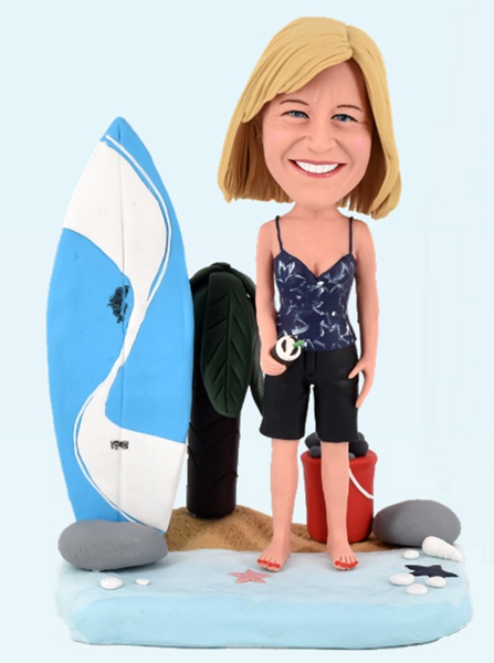 Personalized Surfing Bobblehead Beach Theme