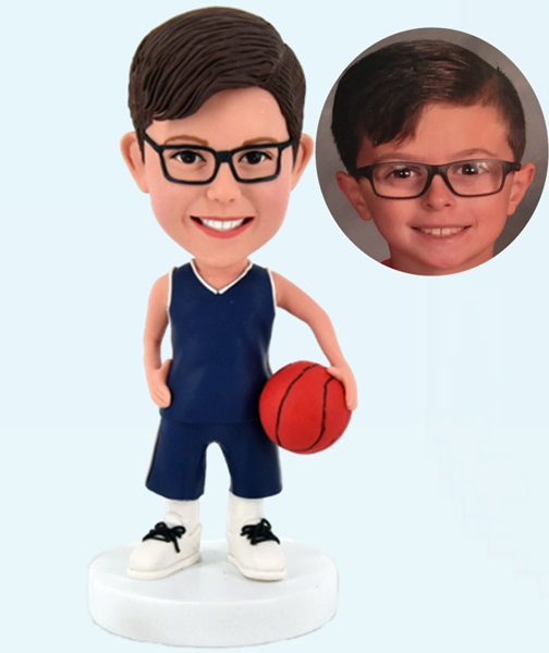 Custom Personalized Bobblehead Little Boy Playing Basketball