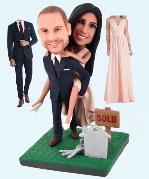 Custom Personalized Wedding Bobbleheads Real Estate Agent Theme