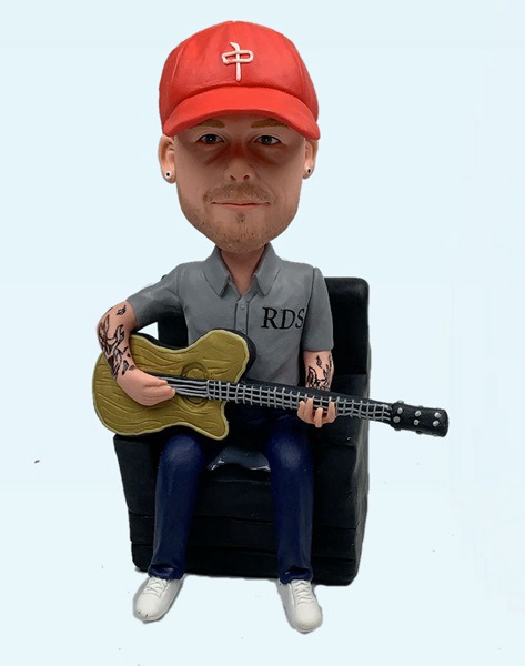 Custom Guitar Player on sofa bobblehead
